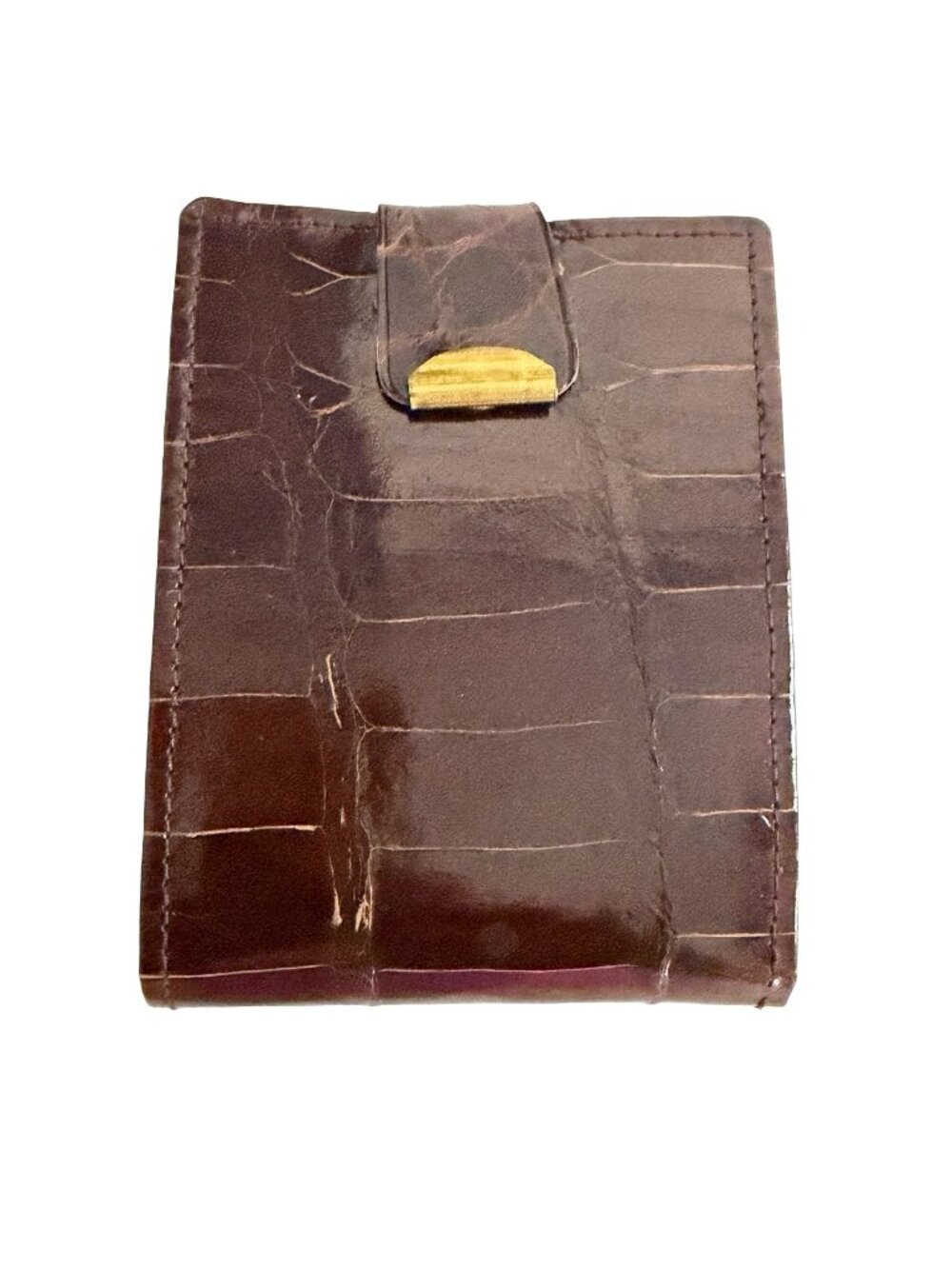 Vintage Males Genuine Alligator Wallet Brown Leather Bifold ID Holder